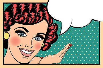 Image showing Pop Art illustration of girl with the speech bubble.Pop Art girl