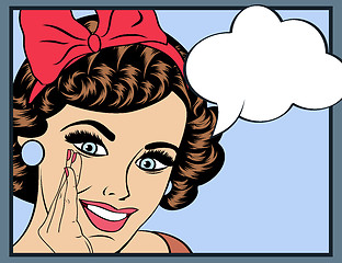 Image showing Pop Art illustration of girl with the speech bubble.Pop Art girl