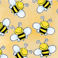 Image showing Hand drawn doodle bee pattern