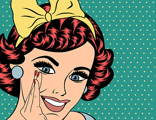 Image showing Pop Art illustration of girl with the speech bubble.Pop Art girl