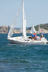 Image showing one sailing boat on the ground 