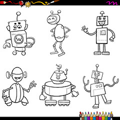 Image showing robot characters coloring book