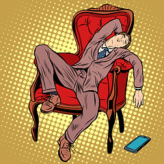 Image showing Businessman resting and sleeping in the chair