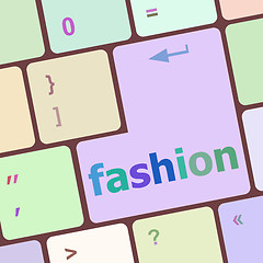 Image showing Computer keyboard key with fashion words - social background vector illustration