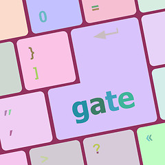 Image showing gate button on computer pc keyboard key vector illustration