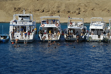 Image showing Parking of tourist ships on Red sea, Hurghada