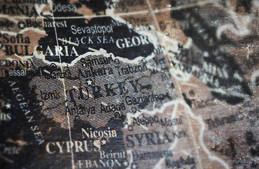 Image showing Turkey map on vintage crack paper background