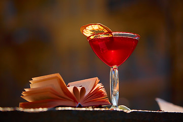 Image showing red cocktail with space for text