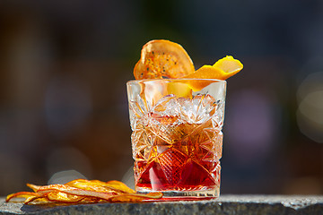 Image showing Old fashioned cocktail. Negroni