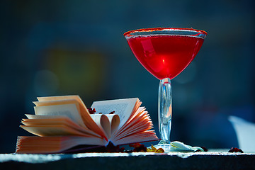 Image showing red cocktail with space for text