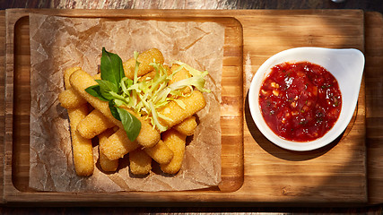 Image showing Homemade Fried Mozzarella Sticks