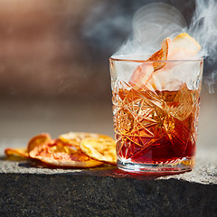 Image showing Old fashioned cocktail. Negroni