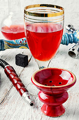 Image showing Hookah and wine