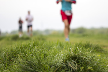 Image showing Marathon cross-country running, blurred motion