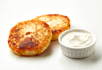 Image showing freshly baked cottage cheese pancakes