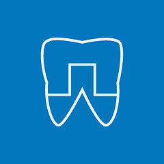 Image showing Crowned tooth line icon.