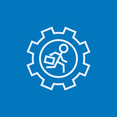 Image showing Man running inside the gear line icon.