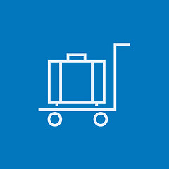 Image showing Luggage on trolley line icon.