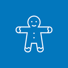 Image showing Gingerbread man line icon.