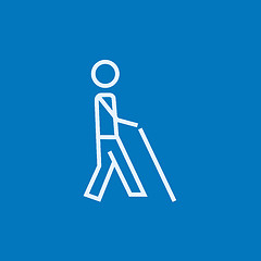 Image showing Blind man with stick line icon.