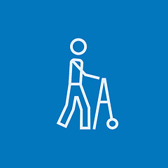 Image showing Man with walker line icon.