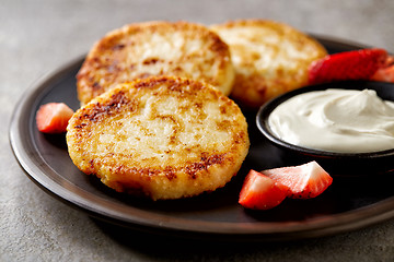 Image showing freshly baked cottage cheese pancakes