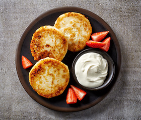 Image showing freshly baked cottage cheese pancakes