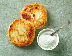 Image showing freshly baked cottage cheese pancakes