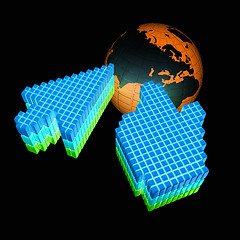 Image showing Link selection computer mouse cursor and Earth - Glodal internet