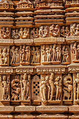 Image showing Sculptures on Khajuraho temples