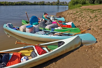 Image showing Canoes on the Riverside