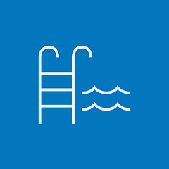 Image showing Swimming pool with ladder line icon.