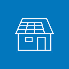 Image showing House with solar panel line icon.