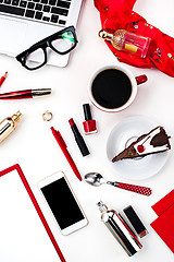 Image showing Still life of fashion woman, objects on white