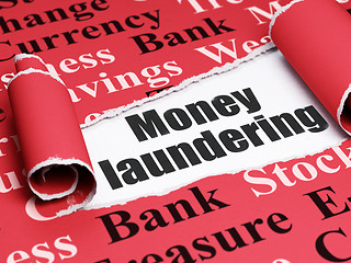 Image showing Money concept: black text Money Laundering under the piece of  torn paper