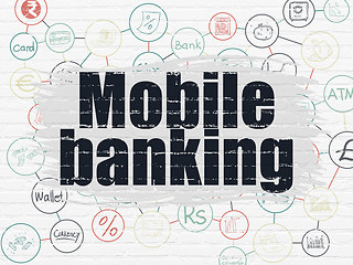 Image showing Money concept: Mobile Banking on wall background