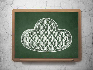 Image showing Cloud computing concept: Cloud With Code on chalkboard background