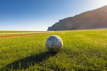 Image showing Coccer ball on the field