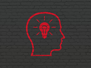 Image showing Finance concept: Head With Lightbulb on wall background