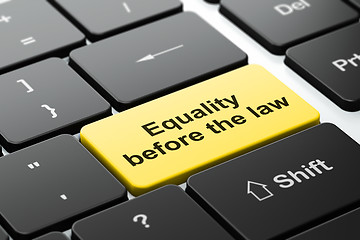 Image showing Politics concept: Equality Before The Law on computer keyboard background
