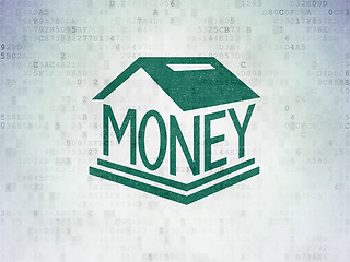 Image showing Money concept: Money Box on Digital Paper background