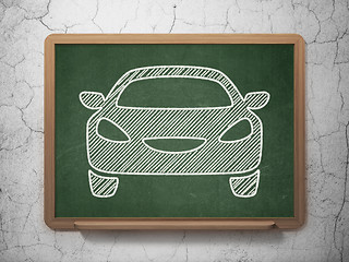 Image showing Vacation concept: Car on chalkboard background