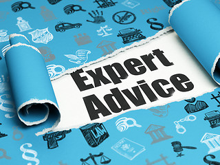 Image showing Law concept: black text Expert Advice under the piece of  torn paper