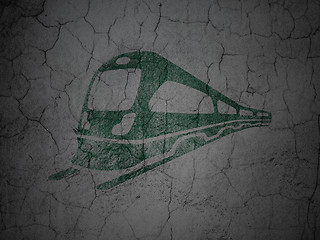 Image showing Tourism concept: Train on grunge wall background