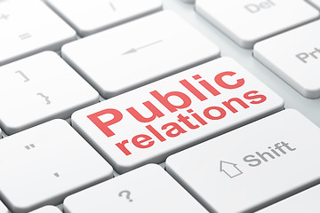 Image showing Advertising concept: Public Relations on computer keyboard background