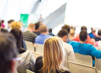 Image showing Male speeker having talk at public event.