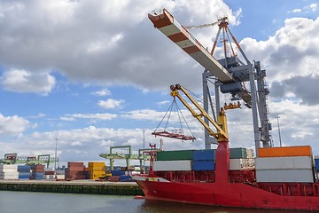 Image showing Large oil tanker in canal