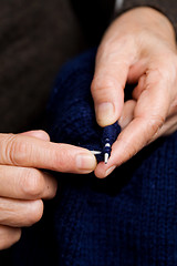 Image showing Senior woman knitting
