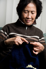 Image showing Senior woman knitting