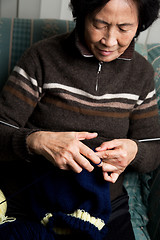 Image showing Knitting senior woman
